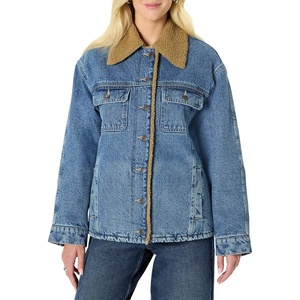 Amazon Essentials Women’s Oversized-Fit Denim Jacket with Faux Shearling Collar and Lining, Heavyweight(Medium Blue Vintage)