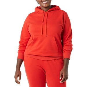 Amazon Essentials Women’s Regular-Fit Midweight Fleece Pullover Hoodie with Kangaroo Pocket (Available in Plus Size)(Red)