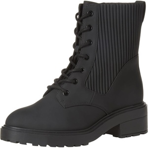 Amazon Essentials Women’s Rubberized Combat Boot with Chunky Outsole(Black)