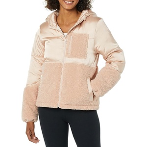 Amazon Essentials womens Full-Zip Sherpa Fleece Hooded Puffer Jacket(Blush)