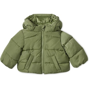 Amazon Essentials x Sofia Grainge Babies, Toddlers and Boys’ Water-Repellent Hooded Puffer Jacket(Light Olive)