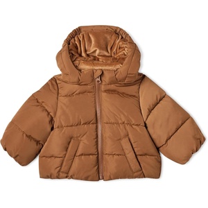 Amazon Essentials x Sofia Grainge Babies, Toddlers and Boys’ Water-Repellent Hooded Puffer Jacket(Toffee Brown)