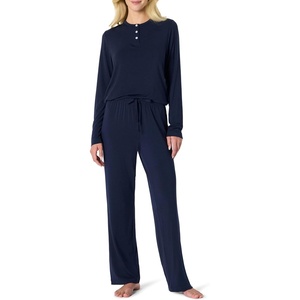 Amazon Essentials x Sofia Grainge Women’s Long Sleeve Henley Pajama Set(Navy)