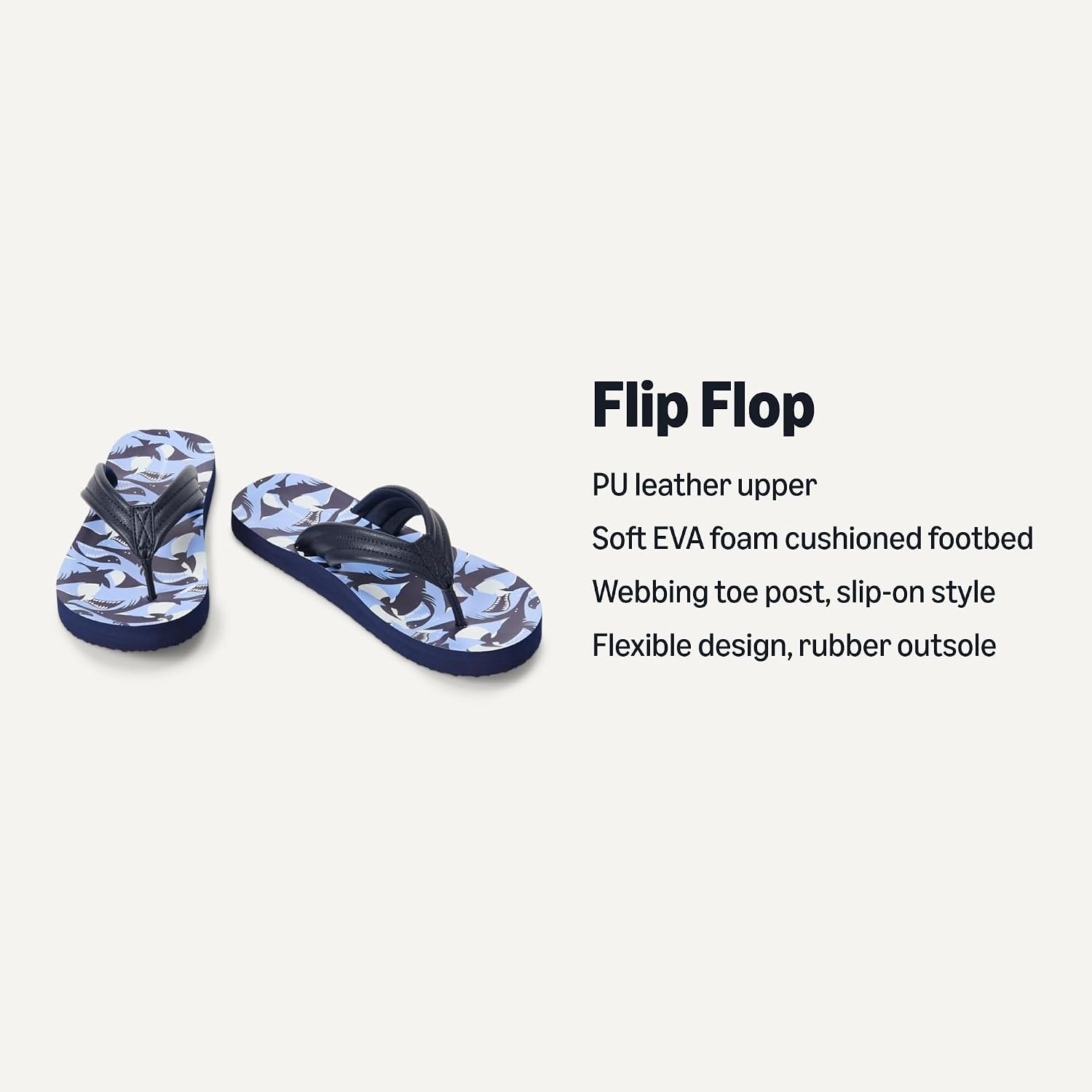 image:imageAmazon Essentials Unisex Kids Thong Flip Flop for Boys and GirlsNavy Sharks