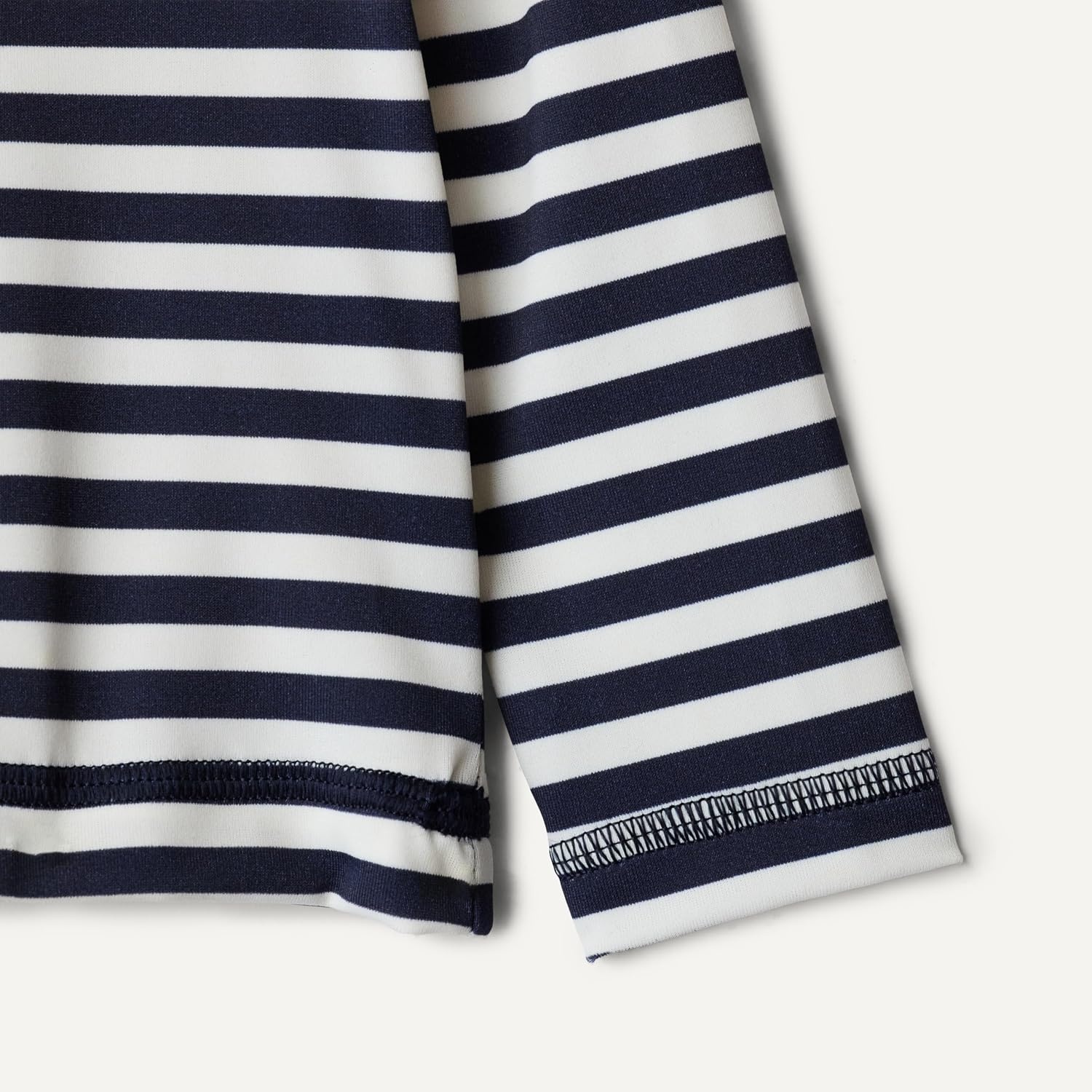 image:imageAmazon Essentials x Sofia Grainge Toddlers and Baby Boys TwoPiece Long Sleeve Rashguard and Shorts SetIvory Navy Even Stripe
