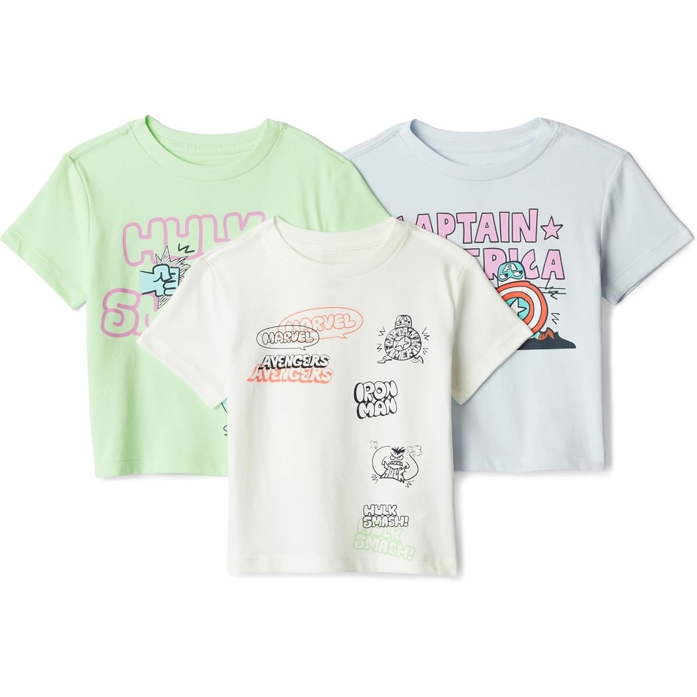 image:imageAmazon Essentials Disney Boys and Toddlers TShirt Sets Pack of 3Marvel Logos