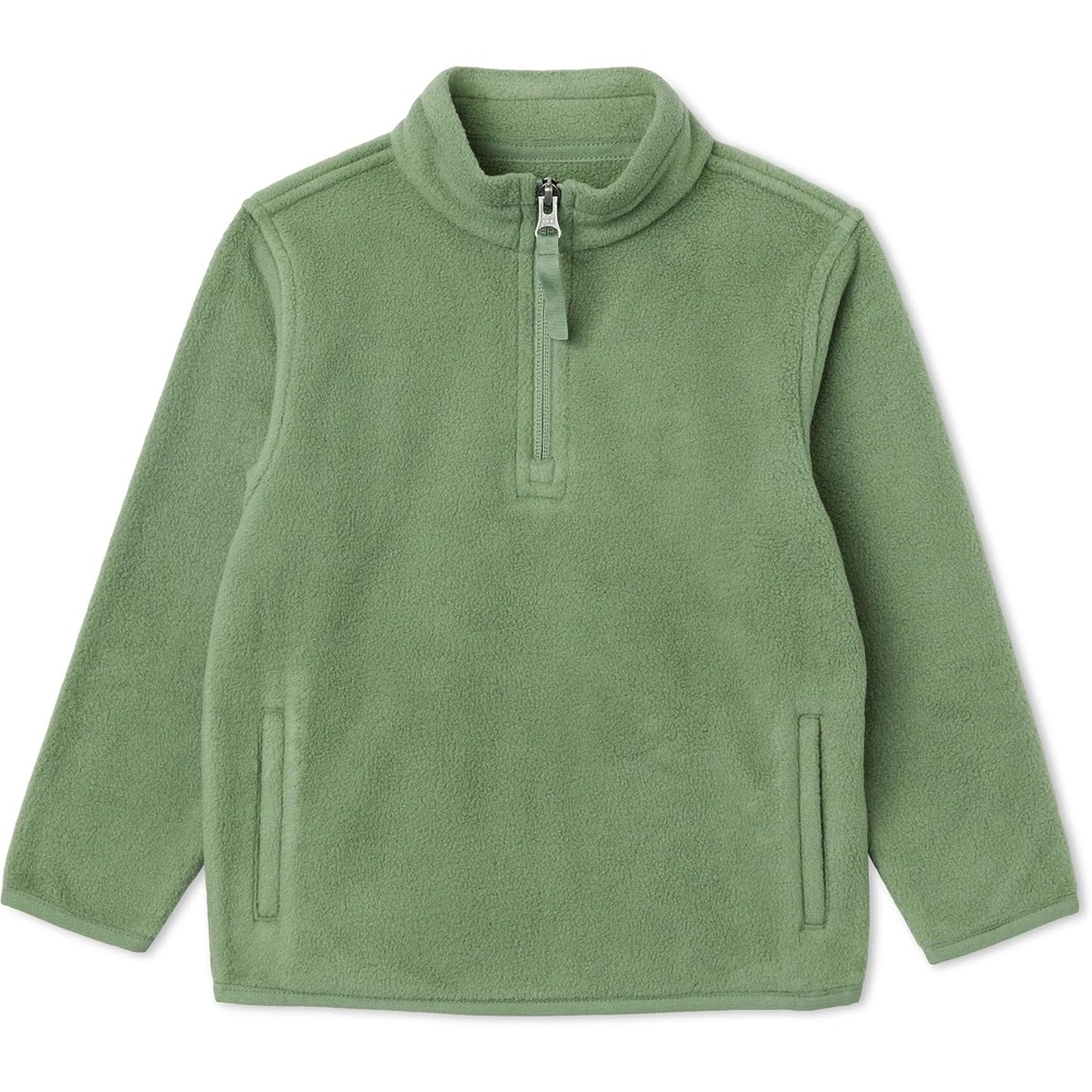 image:imageAmazon Essentials Unisex Kids Polar Fleece QuarterZip Pullover JacketDark Olive