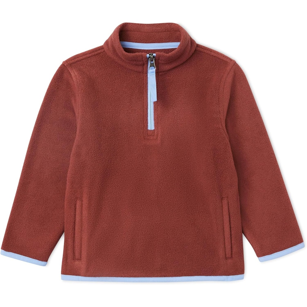 image:imageAmazon Essentials Unisex Kids Polar Fleece QuarterZip Pullover JacketRich Chestnut Brown