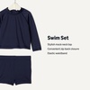 Amazon Essentials x Sofia Grainge Toddlers and Baby Boys’ Two-Piece Long Sleeve Rashguard and Shorts Set(Navy)