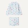 Amazon Essentials x Sofia Grainge Toddlers and Baby Boys’ Two-Piece Long Sleeve Rashguard and Shorts Set(Pale Blue Beach)