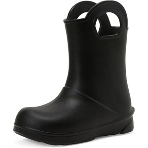 Amazon Essentials Unisex Kids’ Lightweight Rain Boot with Handles(Black)