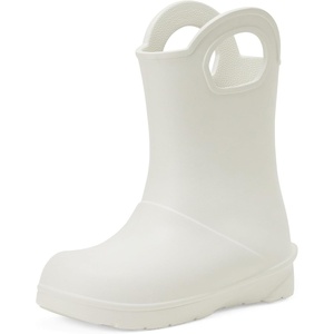 Amazon Essentials Unisex Kids’ Lightweight Rain Boot with Handles(White)